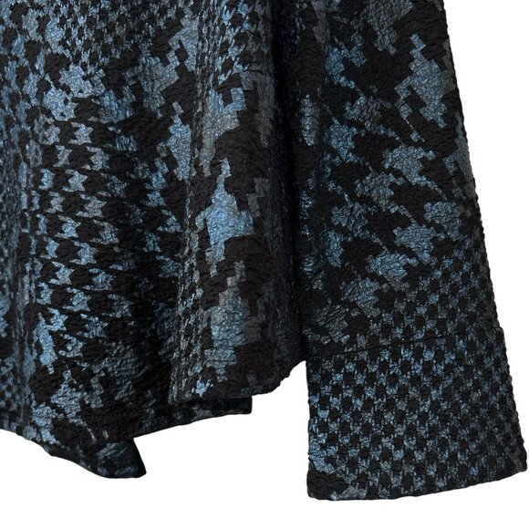 Michael Tyler Patchwork Houndstooth Button Scrunch Knit Jacket Blue Black Size L - Picture 5 of 9